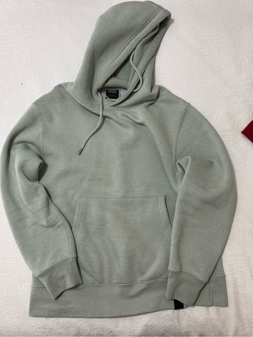 Pull & Bear Sage Green Essential Fleece Pullover Hoodie S